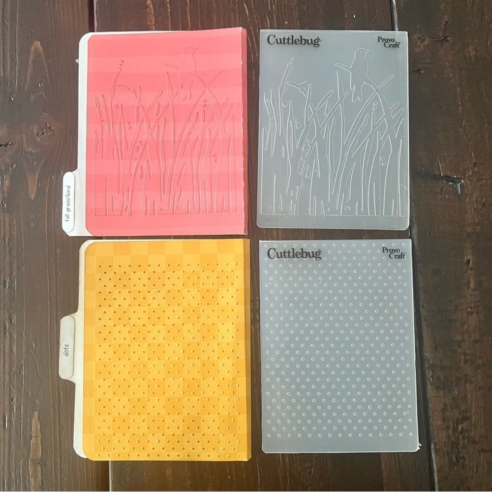 Bundle of 2 Embossing Folders Dots and Tall Grass/Bird